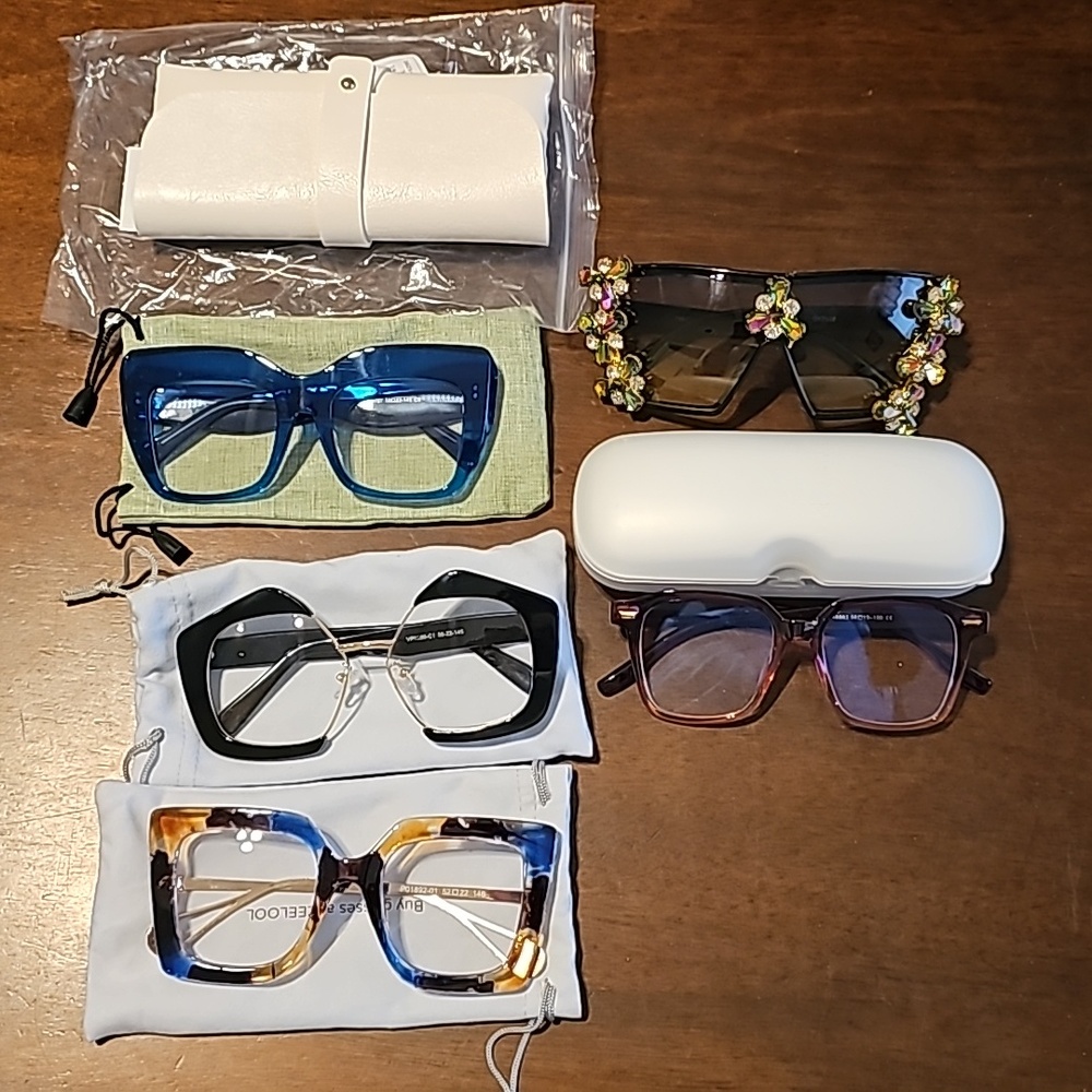Non prescription glasses & 1 pair of shades